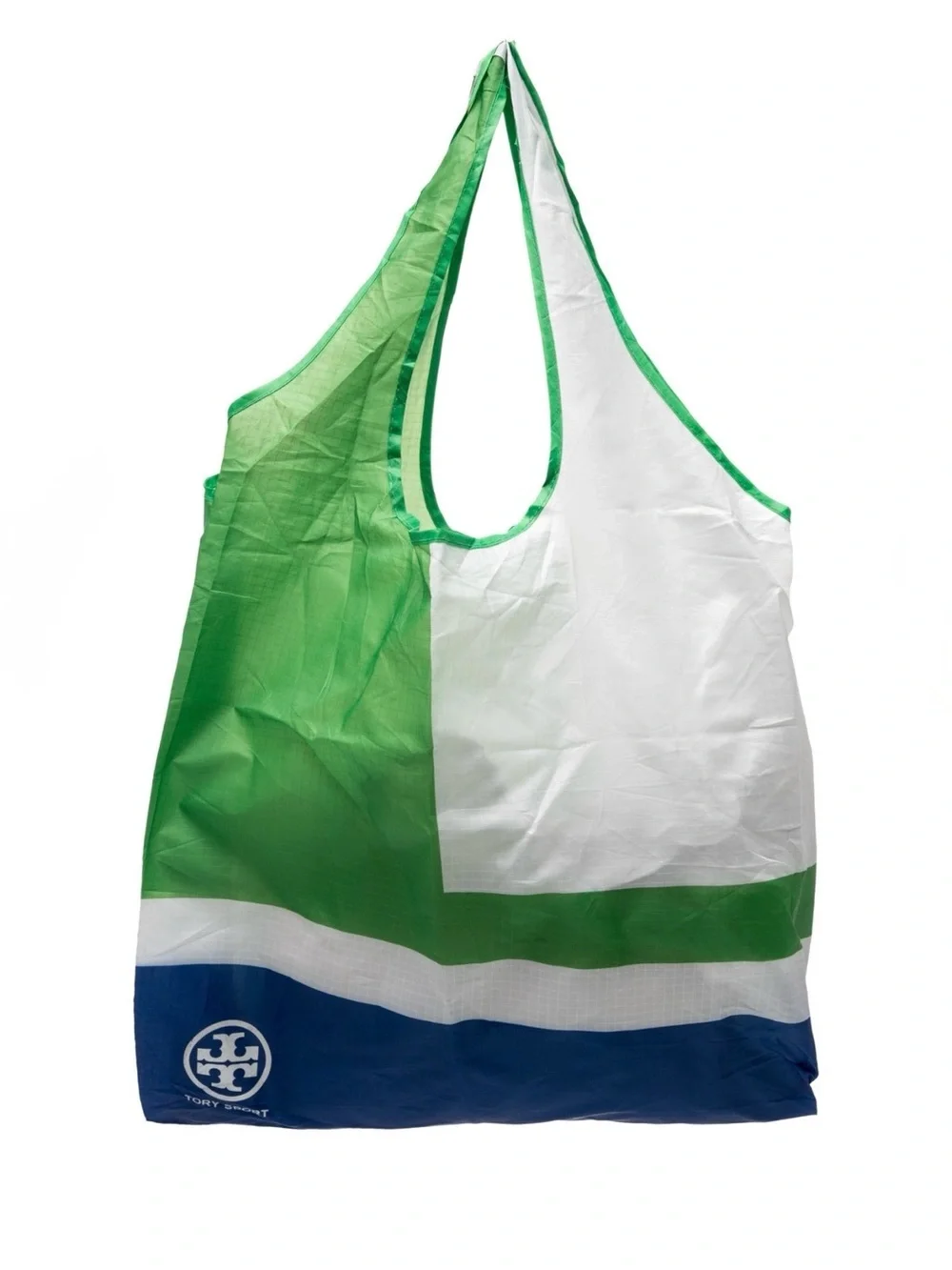 Tory Burch Green White Blue Colorblock Reusable Shopper Tote